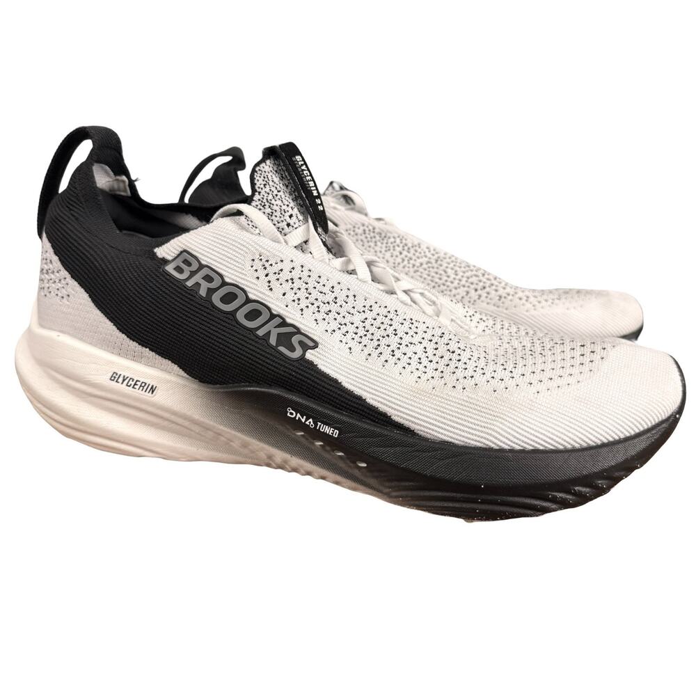 Brooks Glycerin 22 Stealthfit Athletic DNA Tuned White Black Sneakers Shoes 13